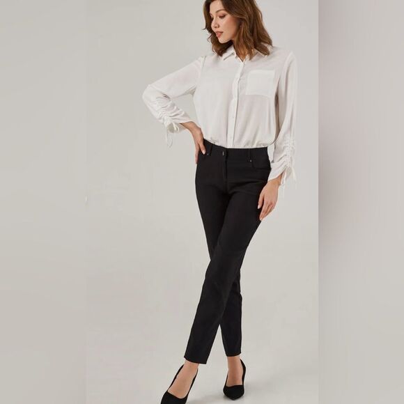 89+Madison. Women's Black Straight Leg Polka Dot Pants. Size 16. - Picture 1 of 10